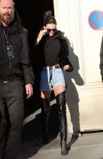 KENDALL JENNER in Denim Shorts Out in Paris 11/29/2016