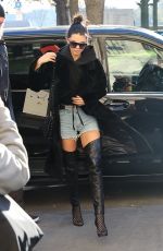 KENDALL JENNER in Denim Shorts Out in Paris 11/29/2016