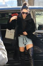 KENDALL JENNER in Denim Shorts Out in Paris 11/29/2016