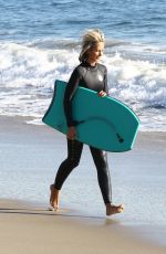 LADY VICTORIA HERVEY in Wetsuit on the Beach in Malibu 12/18/2016