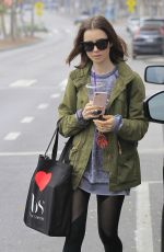 LILY COLLINS Leaves a Gym in West Hollywood 12/14/2016