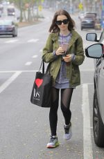 LILY COLLINS Leaves a Gym in West Hollywood 12/14/2016