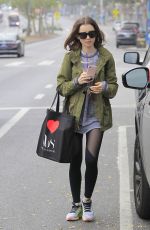 LILY COLLINS Leaves a Gym in West Hollywood 12/14/2016