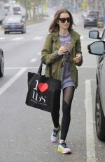 LILY COLLINS Leaves a Gym in West Hollywood 12/14/2016