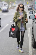 LILY COLLINS Leaves a Gym in West Hollywood 12/14/2016