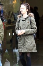 LILY COLLINS Shopping at The Grove in Los Angeles 12/09/2016