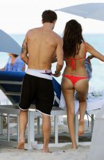 MADISON BEER in Red Bikini on the Beach in Miami 12/28/2016