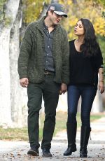 MILA KUNIS Out for a Stroll with Ashton Kutcher After Giving Birth to Baby Boy 12/10/2016