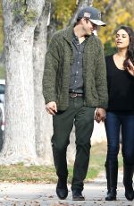 MILA KUNIS Out for a Stroll with Ashton Kutcher After Giving Birth to Baby Boy 12/10/2016