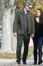 MILA KUNIS Out for a Stroll with Ashton Kutcher After Giving Birth to Baby Boy 12/10/2016