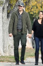 MILA KUNIS Out for a Stroll with Ashton Kutcher After Giving Birth to Baby Boy 12/10/2016