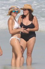 RICKI LAKE in Swimsuit with a Friend on the Beach in Cancun 12/27/2016