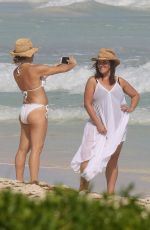 RICKI LAKE in Swimsuit with a Friend on the Beach in Cancun 12/27/2016