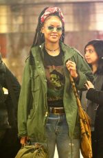 RIHANNA Waiting for the Subway on the Set of 
