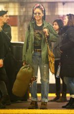 RIHANNA Waiting for the Subway on the Set of 