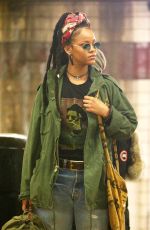 RIHANNA Waiting for the Subway on the Set of 