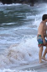 SHARON STONE in Swimsuit at a Beach in St Barthelemy 12/01/2016