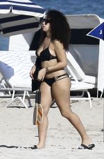 SHERA KERIENSKI in Black Bikini on the Beach in Miami 12/14/2016