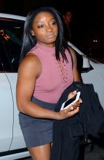 SIMONE BILES Arrives at Catch LA in West Hollywood 12/06/2016