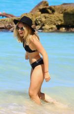 TALLIA STORM in Black Bikini at a Beach in Barbados 12/26/2016