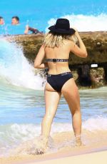 TALLIA STORM in Black Bikini at a Beach in Barbados 12/26/2016