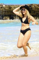 TALLIA STORM in Black Bikini at a Beach in Barbados 12/26/2016