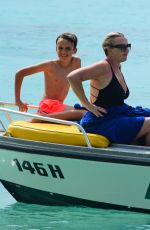 TALLIA STORM in Yellow Bikini at a Boat in Barbados 12/26/2016