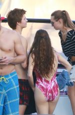 VIOLETTA KOMYSHAN and Ansel Elgort on a Boat Ride in Miami 12/29/2016