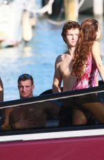 VIOLETTA KOMYSHAN and Ansel Elgort on a Boat Ride in Miami 12/29/2016