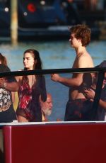 VIOLETTA KOMYSHAN and Ansel Elgort on a Boat Ride in Miami 12/29/2016