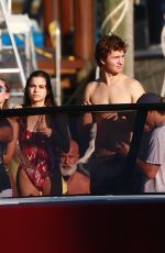 VIOLETTA KOMYSHAN and Ansel Elgort on a Boat Ride in Miami 12/29/2016