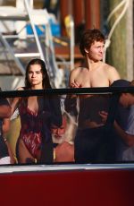 VIOLETTA KOMYSHAN and Ansel Elgort on a Boat Ride in Miami 12/29/2016