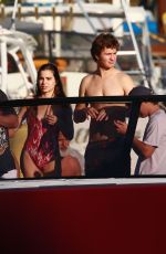 VIOLETTA KOMYSHAN and Ansel Elgort on a Boat Ride in Miami 12/29/2016