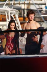 VIOLETTA KOMYSHAN and Ansel Elgort on a Boat Ride in Miami 12/29/2016