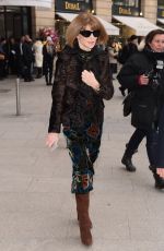 ANNA WINTOUR Arrives at Schiapparelli Fashion Show in Paris 01/23/2017