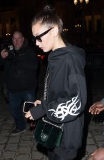 BELLA HADID Night Out in Paris 01/24/2017