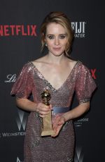 CLAIRE FOY at Weinstein Company and Netflix Golden Globe Party in Beverly Hills 01/08/2017