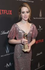 CLAIRE FOY at Weinstein Company and Netflix Golden Globe Party in Beverly Hills 01/08/2017