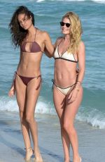 DOUTZEN KROES and JOAN SMALLS in Bikini on the Beach in Miami 01/01/2016