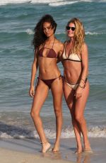 DOUTZEN KROES and JOAN SMALLS in Bikini on the Beach in Miami 01/01/2016