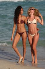 DOUTZEN KROES and JOAN SMALLS in Bikini on the Beach in Miami 01/01/2016