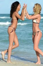 DOUTZEN KROES and JOAN SMALLS in Bikini on the Beach in Miami 01/01/2016