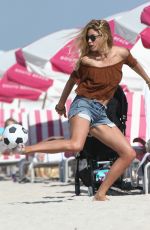 DOUTZEN KROES in Bikini Plays Beach Soccer at a Beach in Miami 01/01/2017