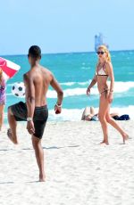 DOUTZEN KROES in Bikini Plays Beach Soccer at a Beach in Miami 01/01/2017