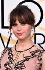 FELICITY JONES at 74th Annual Golden Globe Awards in Beverly Hills 01/08/2017