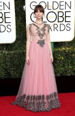 FELICITY JONES at 74th Annual Golden Globe Awards in Beverly Hills 01/08/2017
