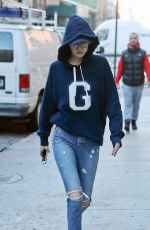 GIGI HADID in Ripped Jeans Out in New York 01/25/2017