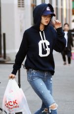 GIGI HADID in Ripped Jeans Out in New York 01/25/2017