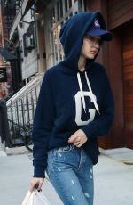 GIGI HADID in Ripped Jeans Out in New York 01/25/2017
