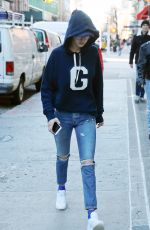GIGI HADID in Ripped Jeans Out in New York 01/25/2017